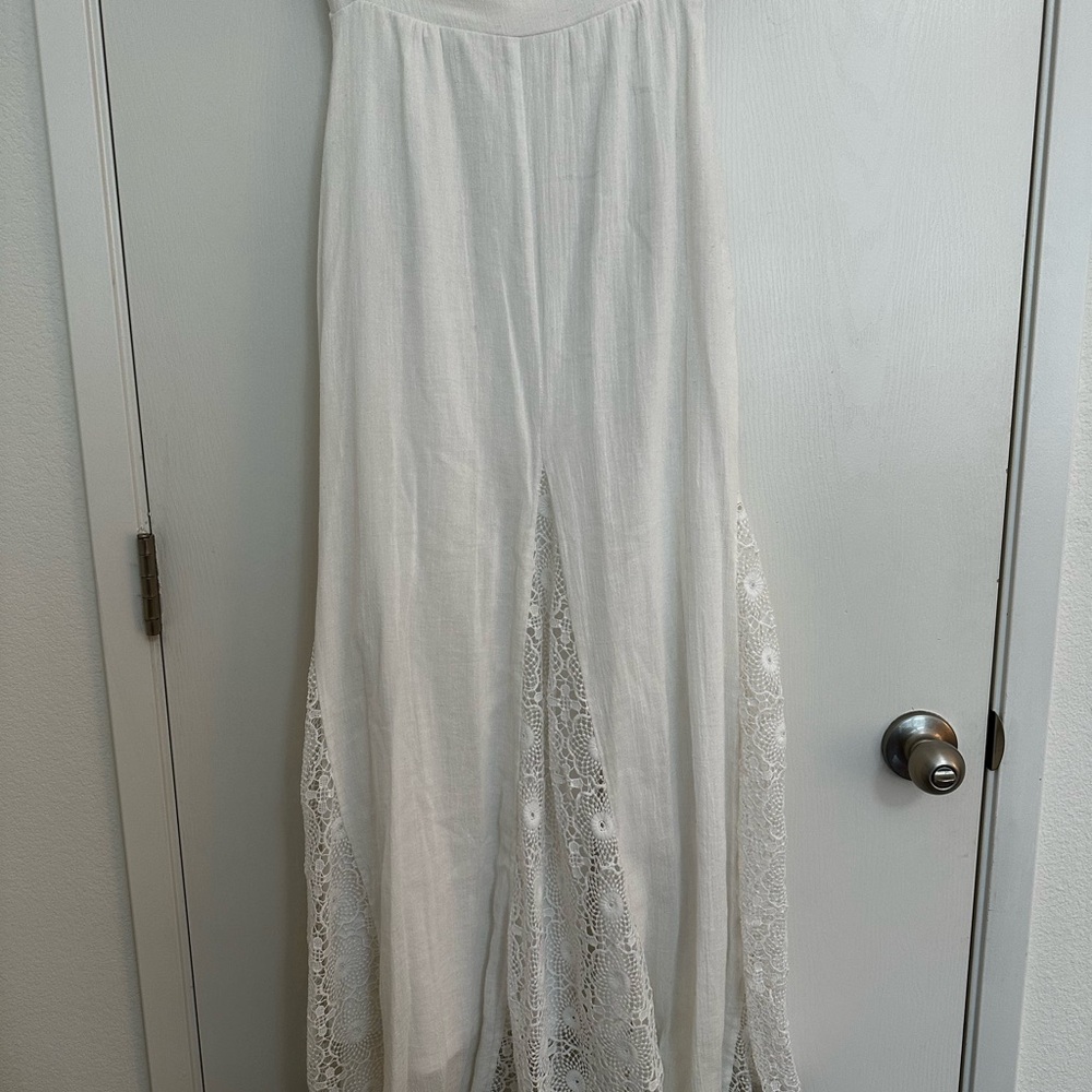 White A-line Maxi Skirt with Slit for summer